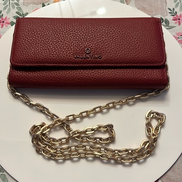 Valentino Handbags - VALENTINO color: red long clutch gold strap new with tags